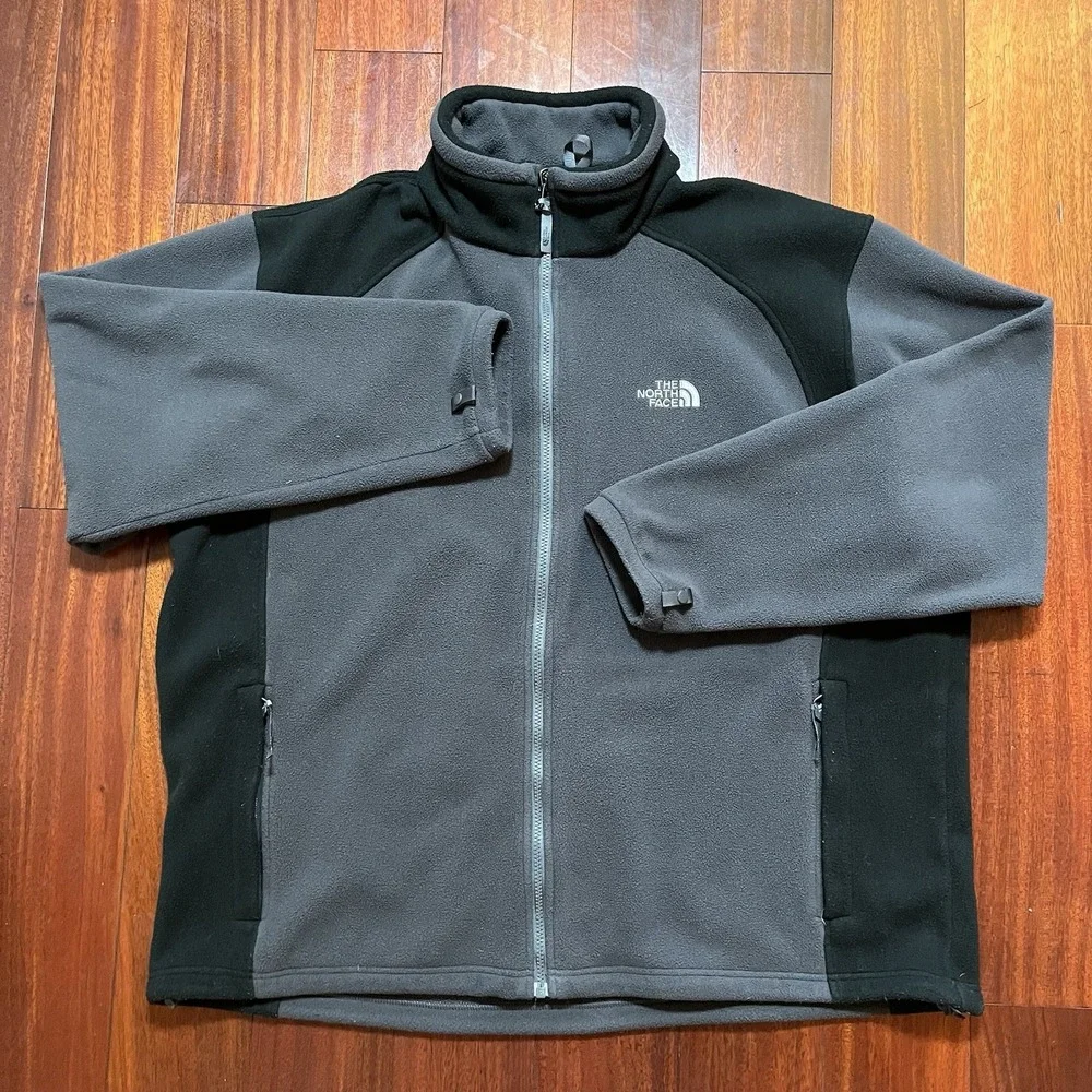 The North Face Jacket Mens XXL Gray Fleece Full Zip Sweater Preppy Coat 2XL READ